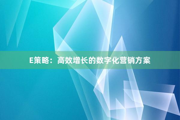 E策略：高效增长的数字化营销方案