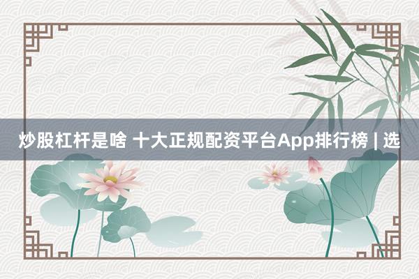 炒股杠杆是啥 十大正规配资平台App排行榜 | 选