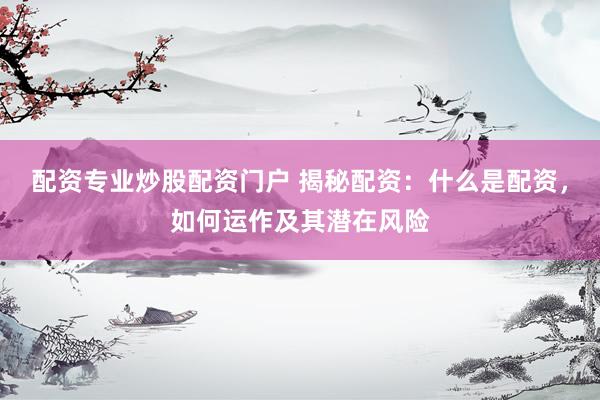 配资专业炒股配资门户 揭秘配资：什么是配资，如何运作及其潜在风险