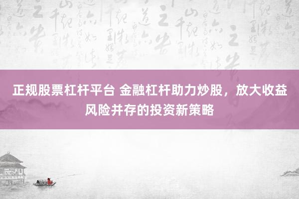正规股票杠杆平台 金融杠杆助力炒股，放大收益风险并存的投资新策略
