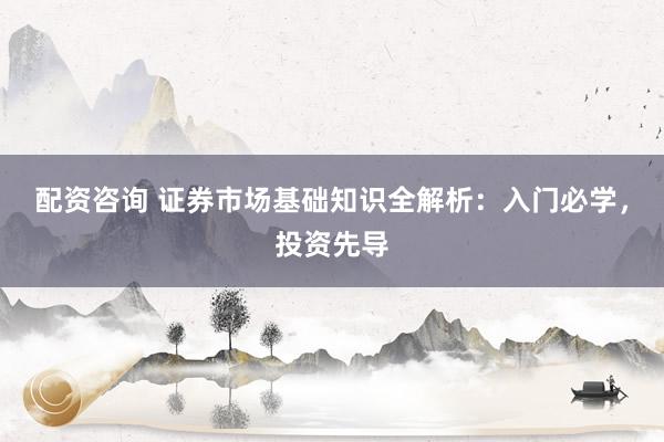 配资咨询 证券市场基础知识全解析：入门必学，投资先导