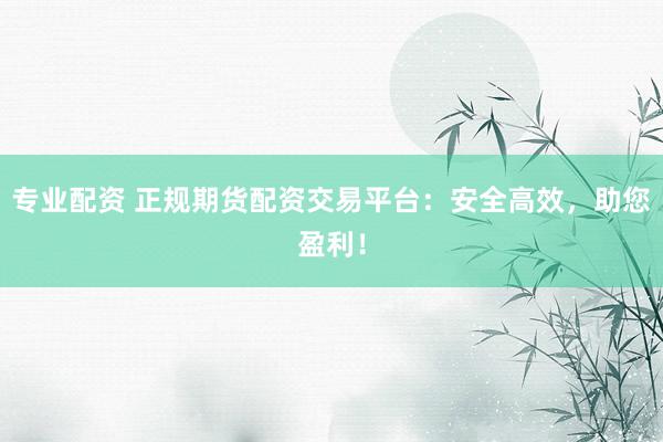 专业配资 正规期货配资交易平台：安全高效，助您盈利！