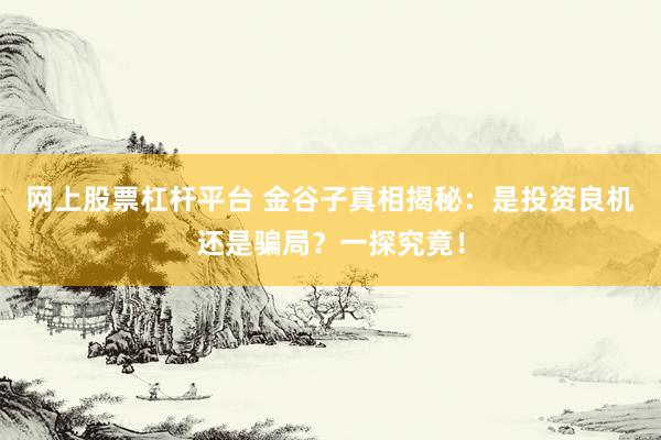 网上股票杠杆平台 金谷子真相揭秘：是投资良机还是骗局？一探究竟！