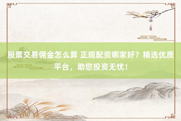 股票交易佣金怎么算 正规配资哪家好？精选优质平台，助您投资无忧！