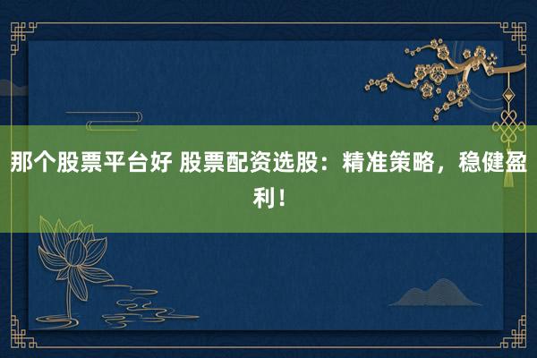 那个股票平台好 股票配资选股:精准策略,稳健盈利!