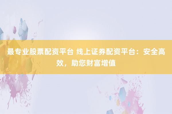 最专业股票配资平台 线上证券配资平台:安全高效,助您财富增值