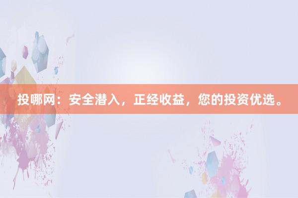 投哪网：安全潜入，正经收益，您的投资优选。