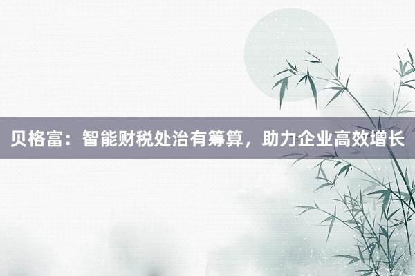 贝格富：智能财税处治有筹算，助力企业高效增长