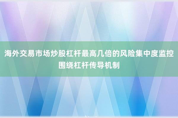 海外交易市场炒股杠杆最高几倍的风险集中度监控围绕杠杆传导机制