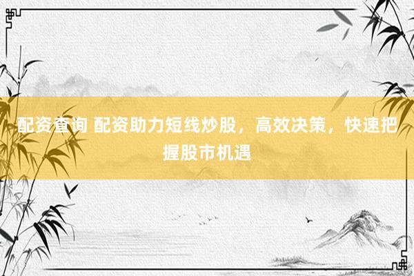 配资查询 配资助力短线炒股，高效决策，快速把握股市机遇