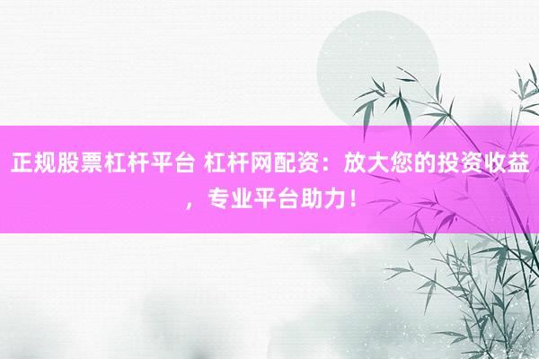 正规股票杠杆平台 杠杆网配资:放大您的投资收益,专业平台助力!