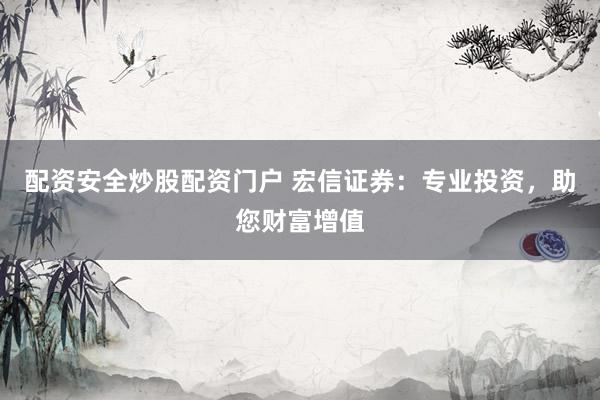 配资安全炒股配资门户 宏信证券：专业投资，助您财富增值