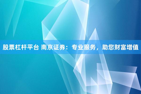 股票杠杆平台 南京证券：专业服务，助您财富增值